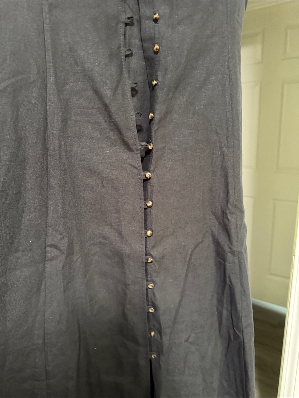 Sezane Black Button-Front Sleeveless Midi Dress - Picture 8 of 10
